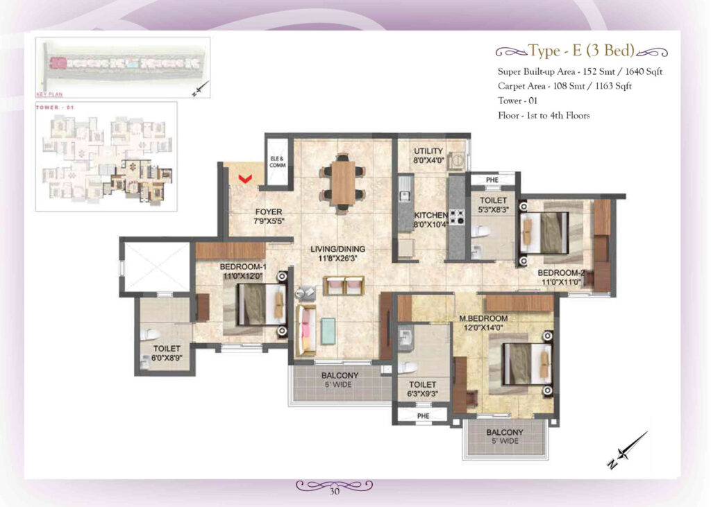 prestige boulevard, flats in whitefield bengaluru. 3br type e