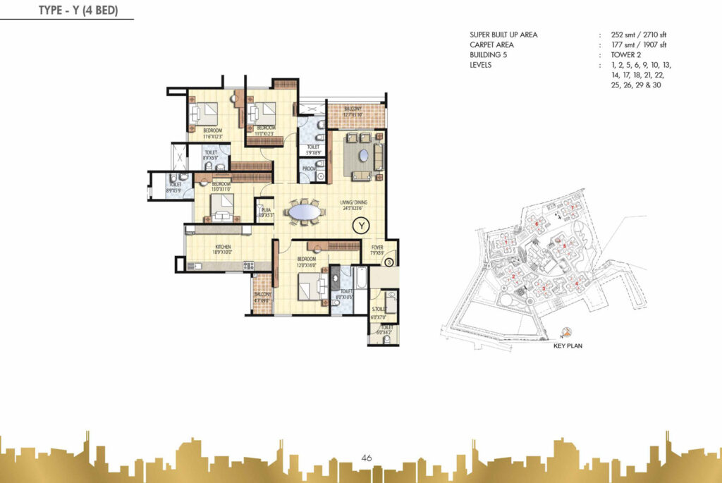 prestige falcon city, flats in konanakunte bengaluru. 4br type y