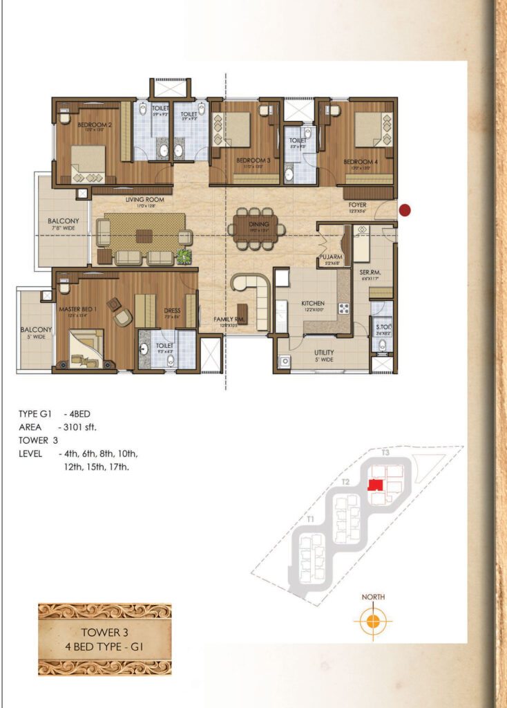 prestige ivy league, flats hitech city road hyderabad. 4br type g1