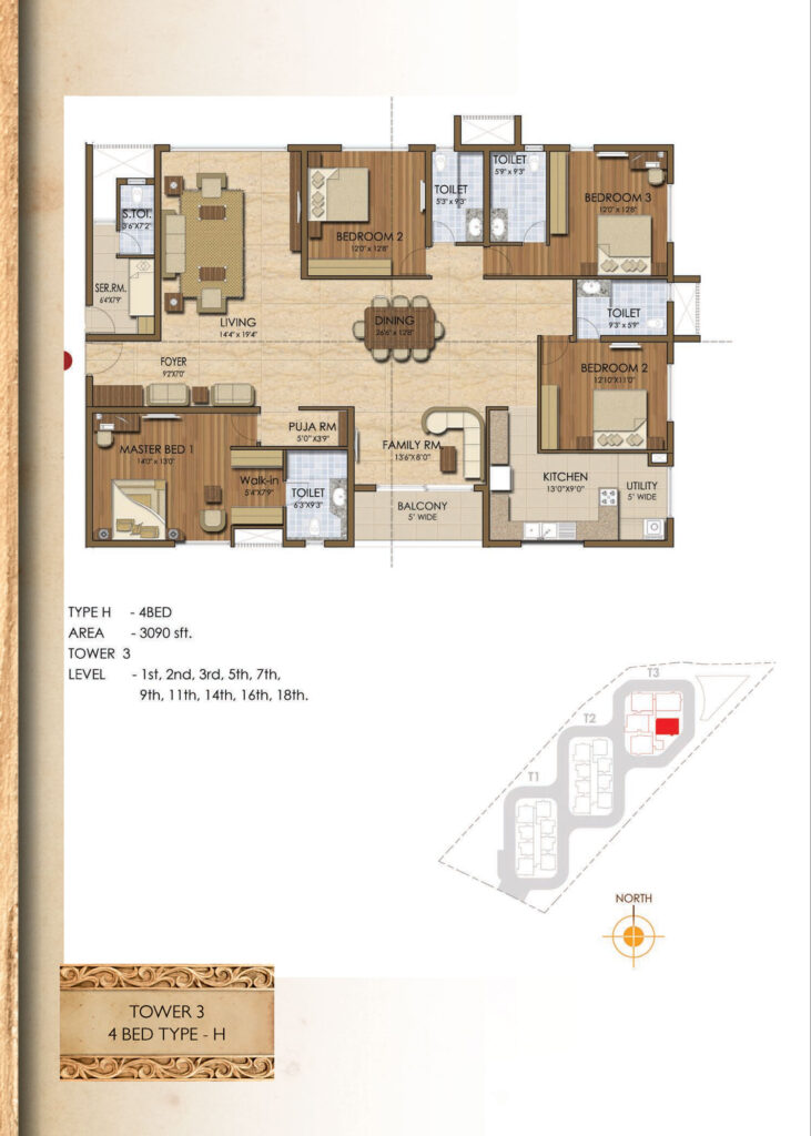 prestige ivy league, flats hitech city road hyderabad. 4br type h