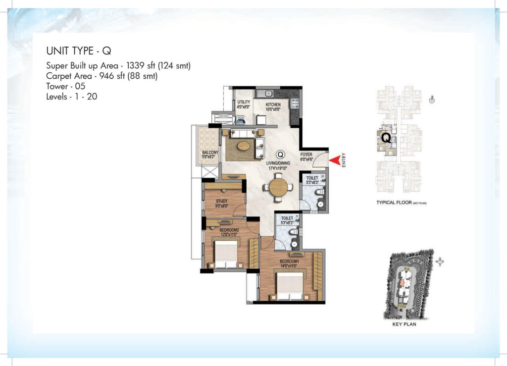prestige misty waters vista tower flats in hebbal bengaluru 2.5br type q