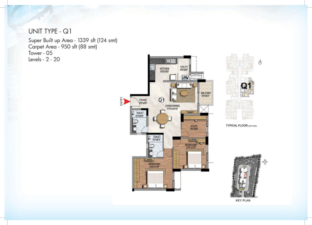 prestige misty waters vista tower flats in hebbal bengaluru 2.5br type q1