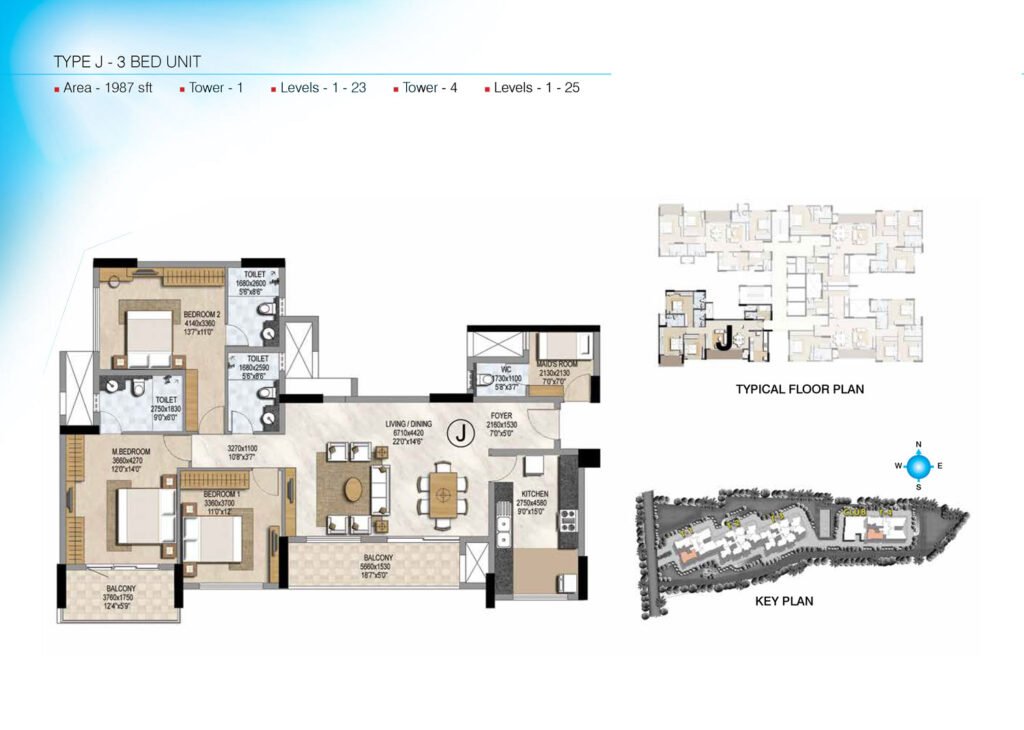 prestige misty waters, flats in hebbal bengaluru. 3br type j