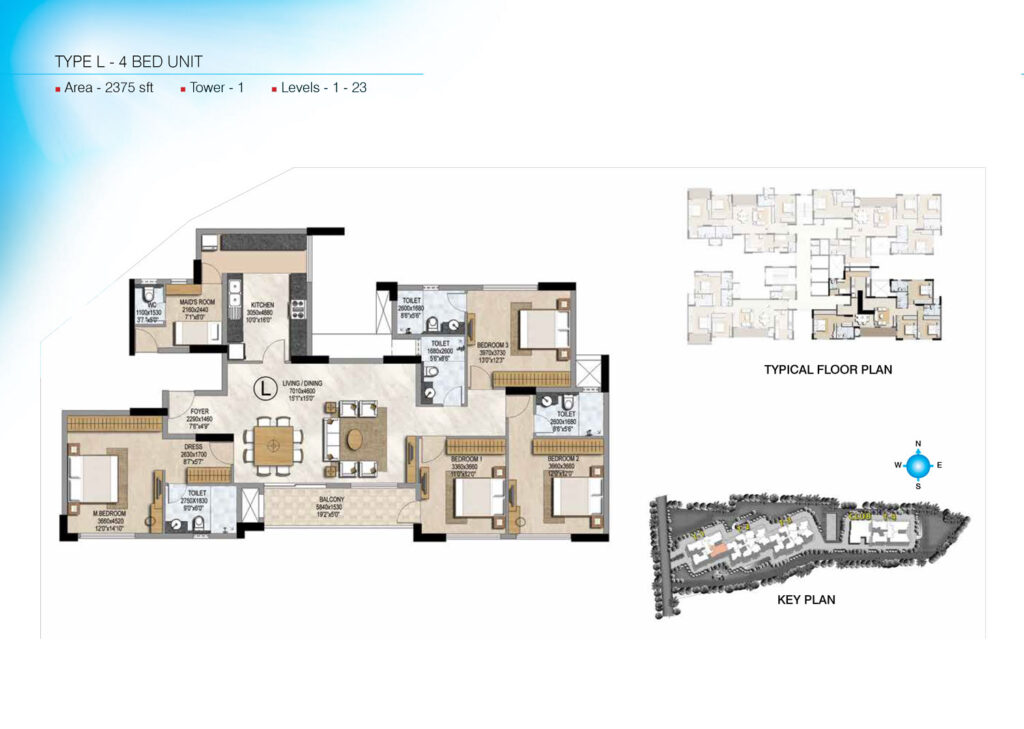 prestige misty waters, flats in hebbal bengaluru. 4br type l