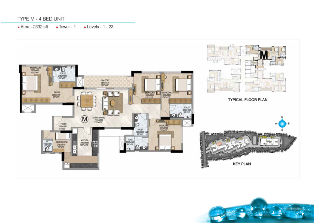 prestige misty waters, flats in hebbal bengaluru. 4br type m
