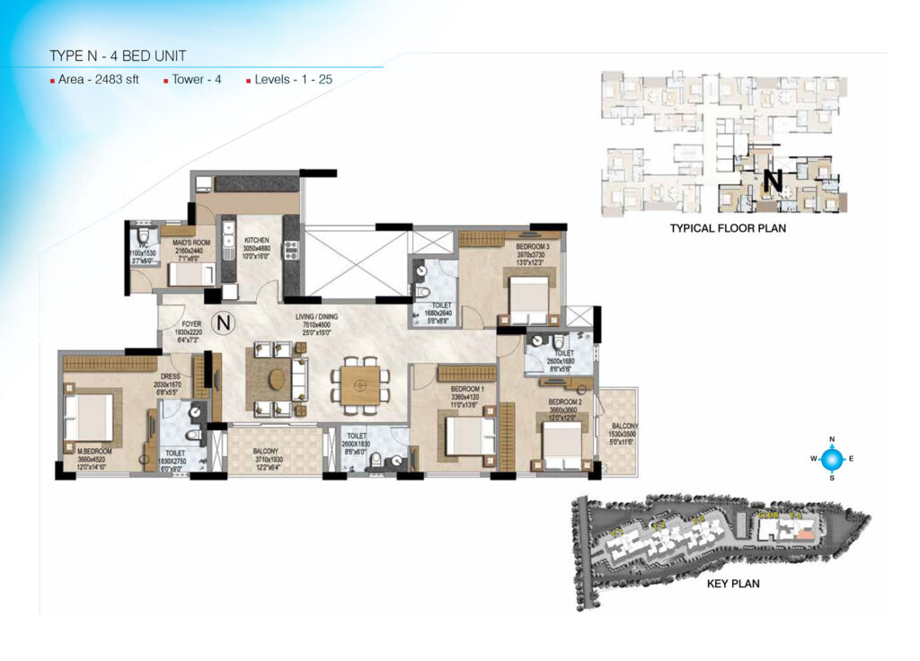 prestige misty waters, flats in hebbal bengaluru. 4br type n