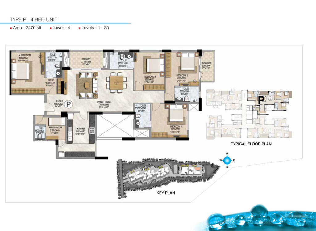prestige misty waters, flats in hebbal bengaluru. 4br type p