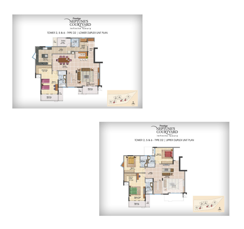 prestige neptunes courtyard flats in cochin kerala 4br type d2