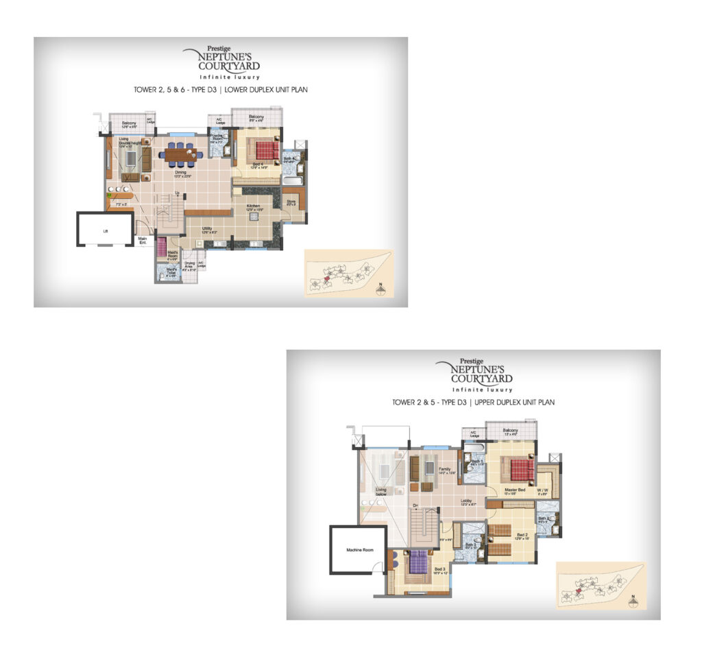prestige neptunes courtyard flats in cochin kerala 4br type d3