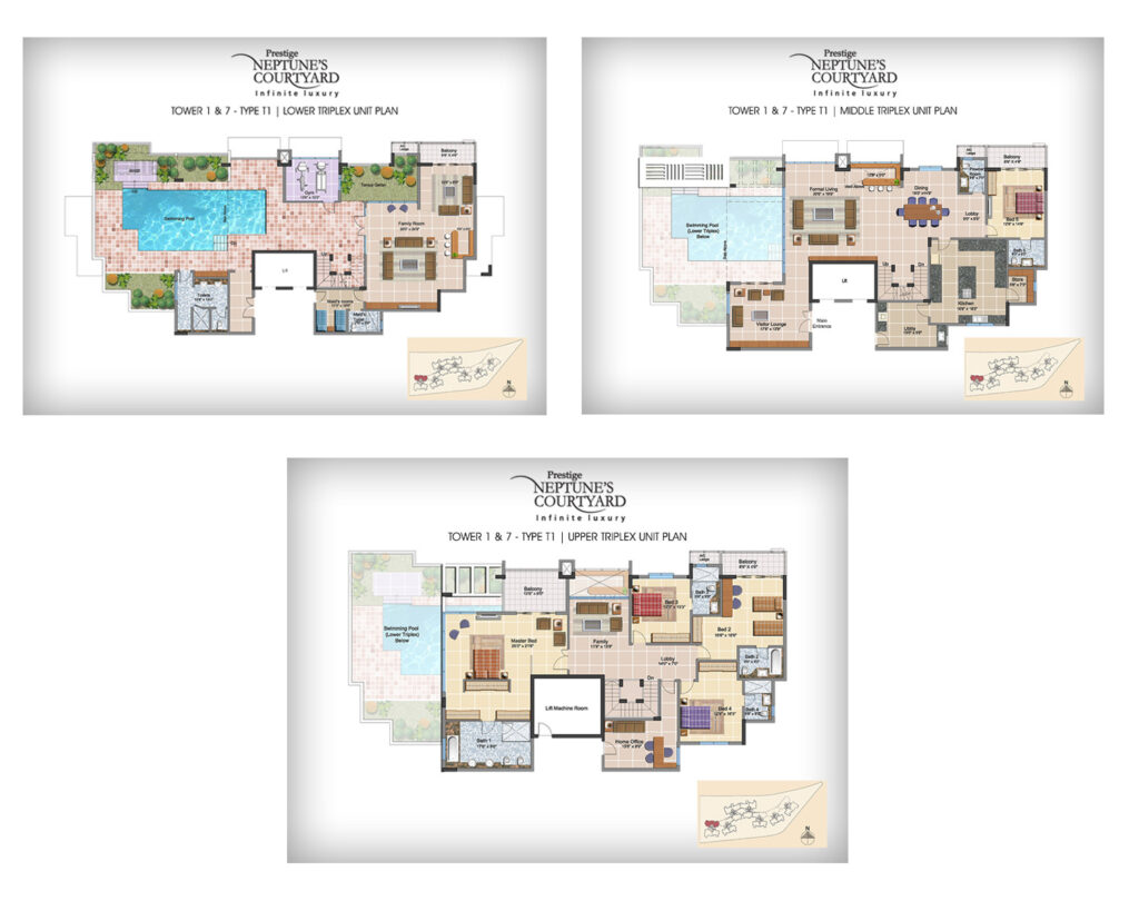 prestige neptunes courtyard flats in cochin kerala 5br type t1