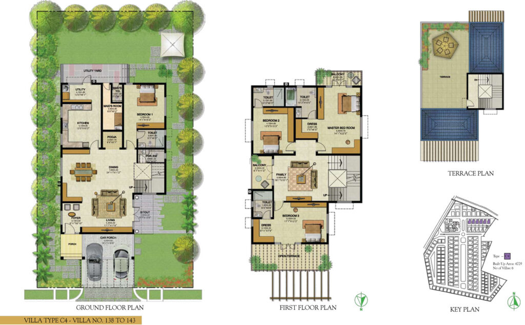 prestige royal woods, villas in hitech city road hyderabad. 4br type c4
