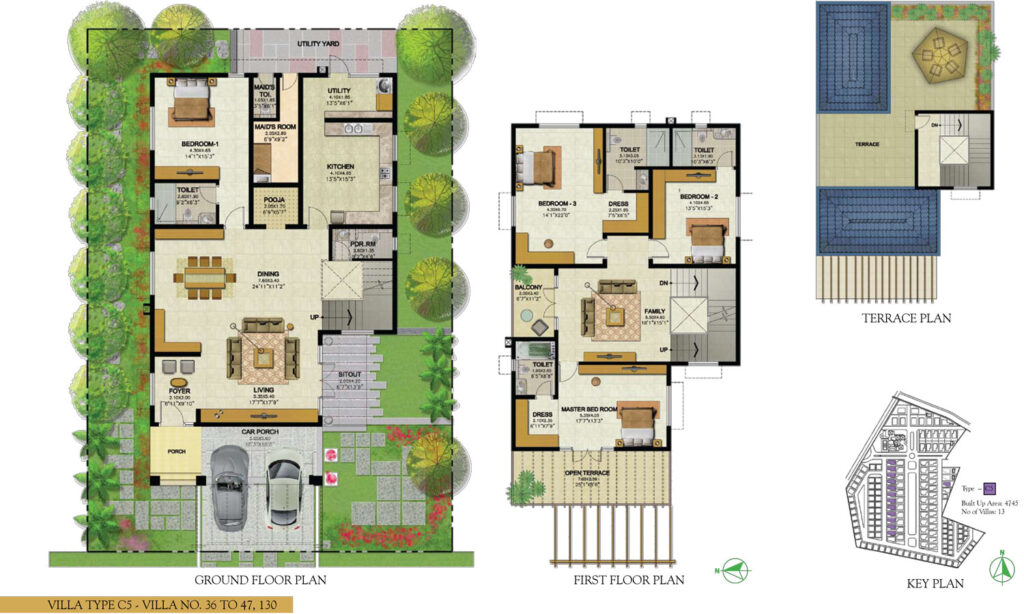 prestige royal woods, villas in hitech city road hyderabad. 4br type c5