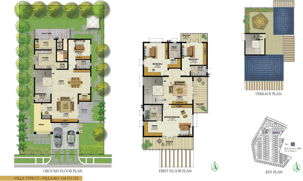 prestige royal woods, villas in hitech city road hyderabad. 4br type c7