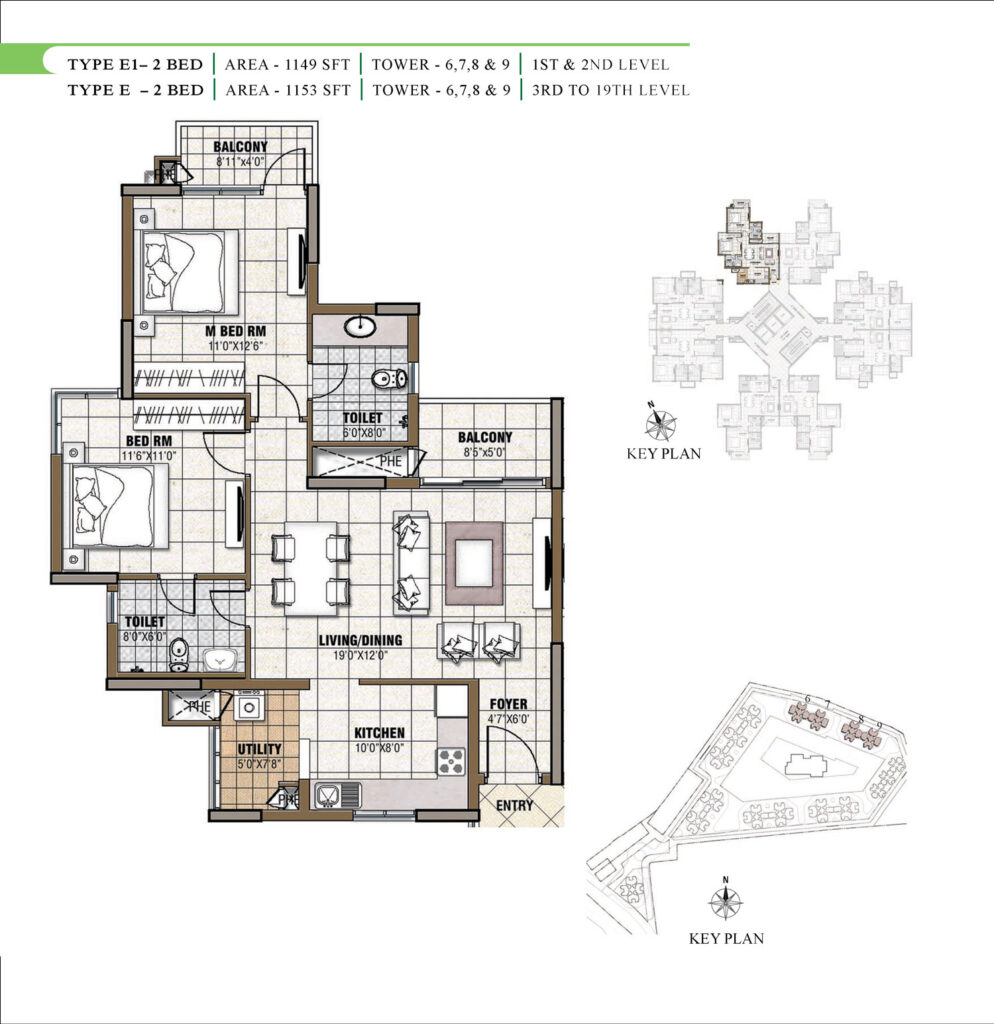 prestige tranquility, flats in bommenahalli bengaluru. 2br type e1