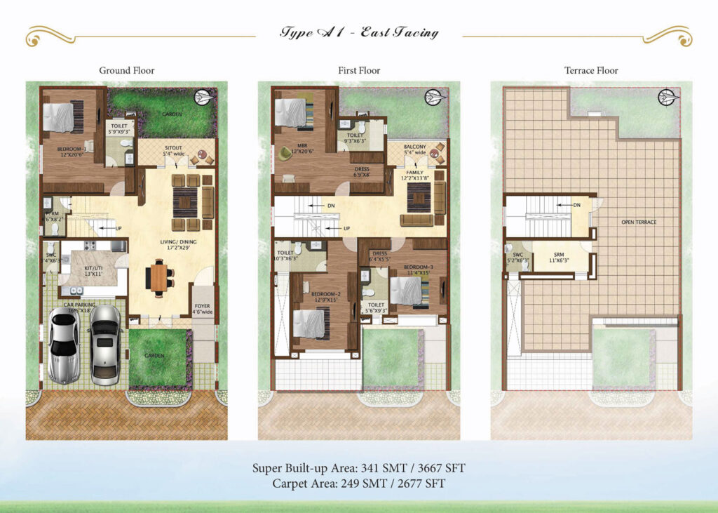 prestige woodside, villas in yelahanka bengaluru. 4br type a1