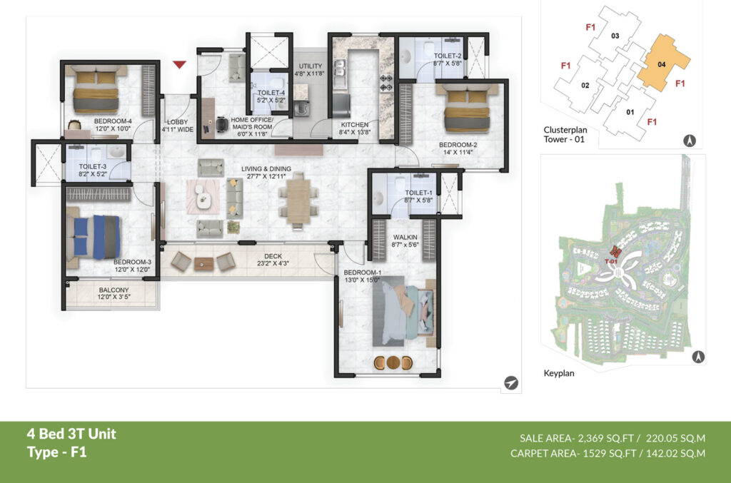 the residences at prestige park grove, flats in chikka banahalli rd bangaluru. 4br type f1