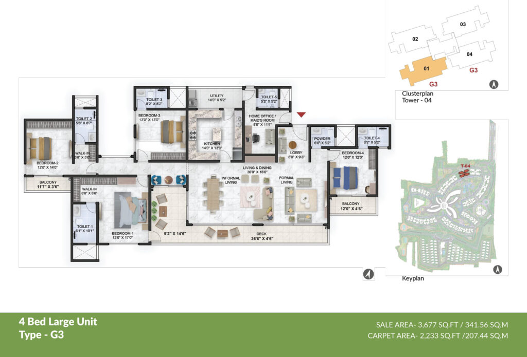 the residences at prestige park grove, flats in chikka banahalli rd bangaluru. 4br type g3